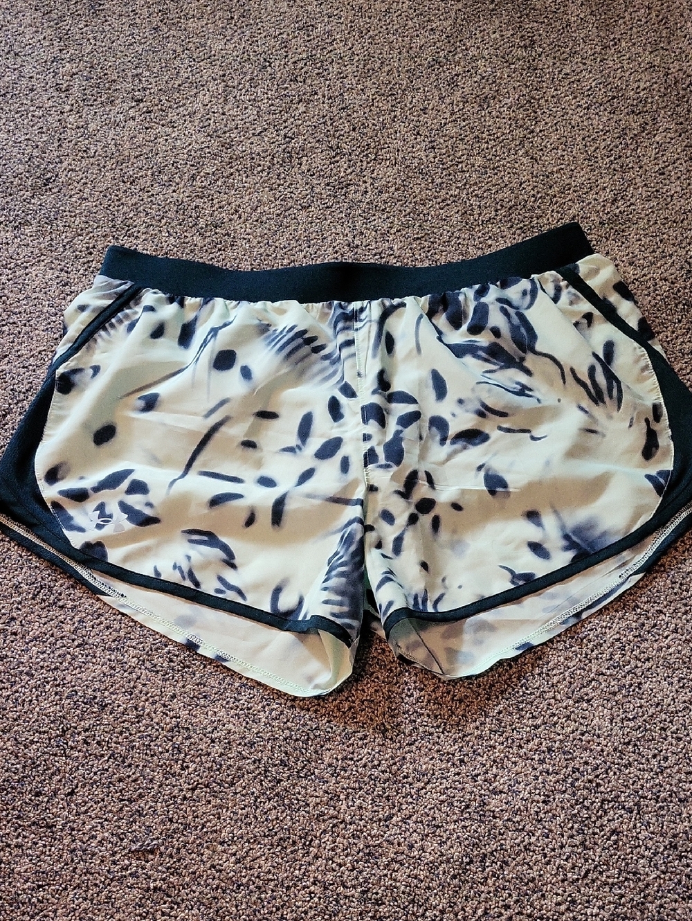 Under Armour Light Green and Navy Abstract Print Running Shorts